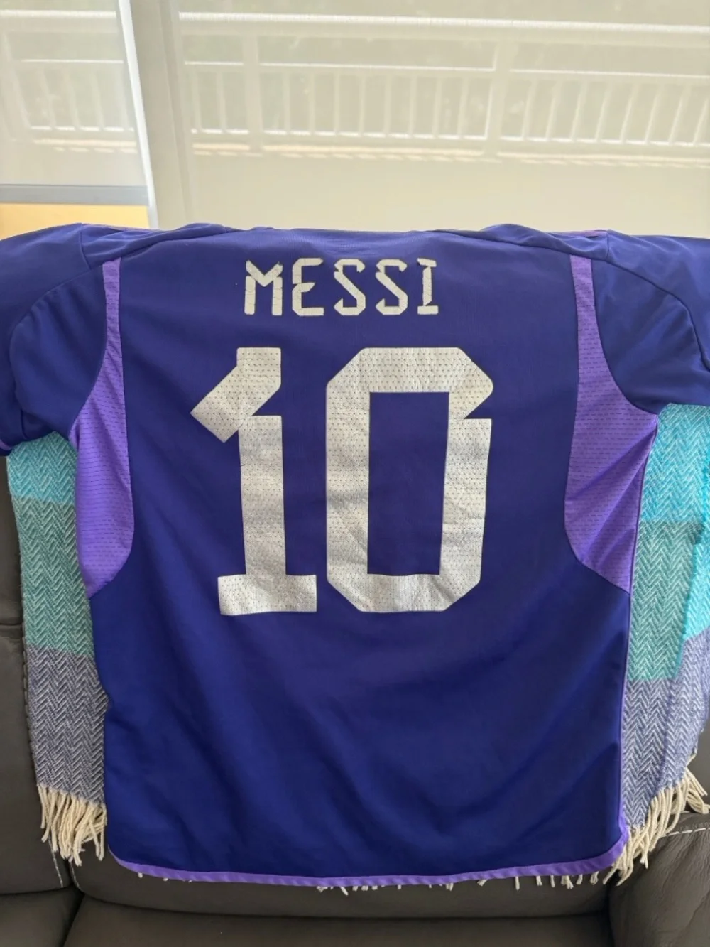 adidas Messi #10 Purple and Light Purple Men's Soccer Jersey